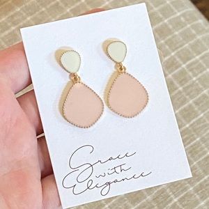 NEW Pink & White Statement Earrings